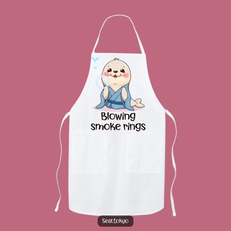 Funny Seal Bubble Apron: Blue Kimono Seal, Practical Funny Gift for Chefs