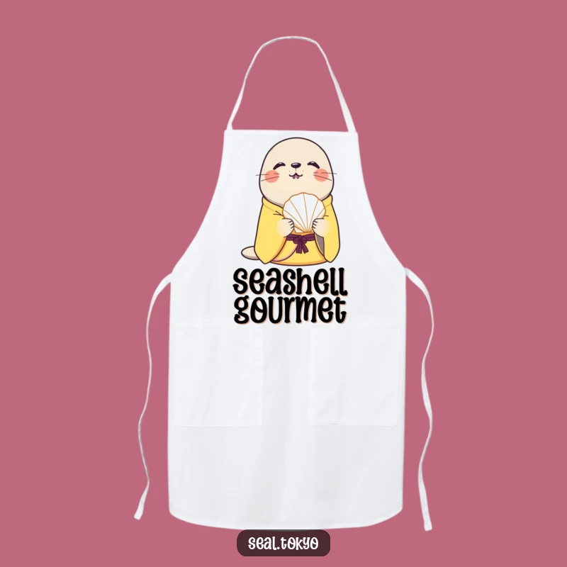 Funny Curious Seal Seashell Apron: Cook with Coastal Charm