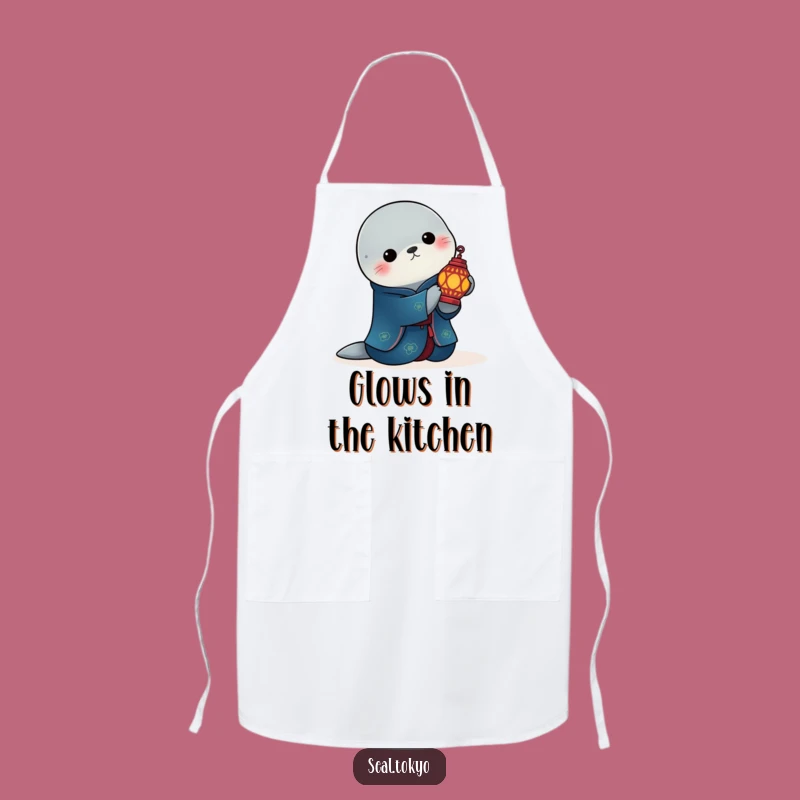 Funny Elegant Seal Lantern Apron: Cook with Serene Style