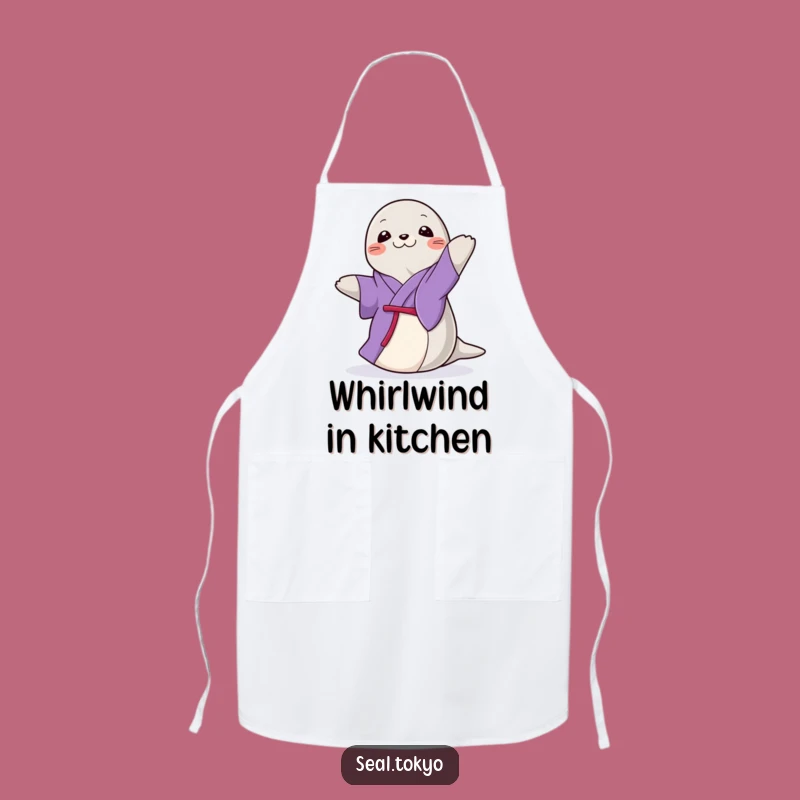Funny Seal Spin Apron: Purple Kimono Seal, Practical Funny Gift for Cooks