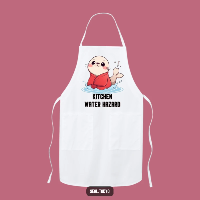 Funny Surprised Seal Splash Apron: Cook with Comedic Mishaps