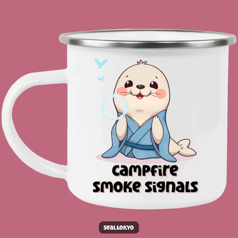 Funny Seal Bubble Camping Mug: Durable Blue Kimono Seal, Go-To Funny Gift