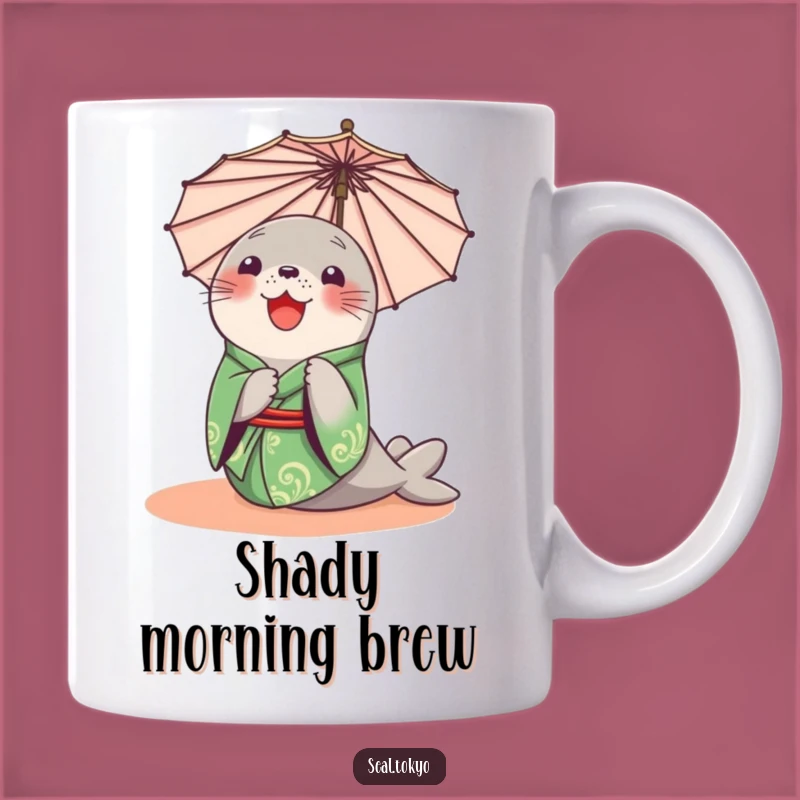 Funny Seal Peeking Mug: Delighted Green Kimono Seal, Perfect Funny Gift for Curiosity