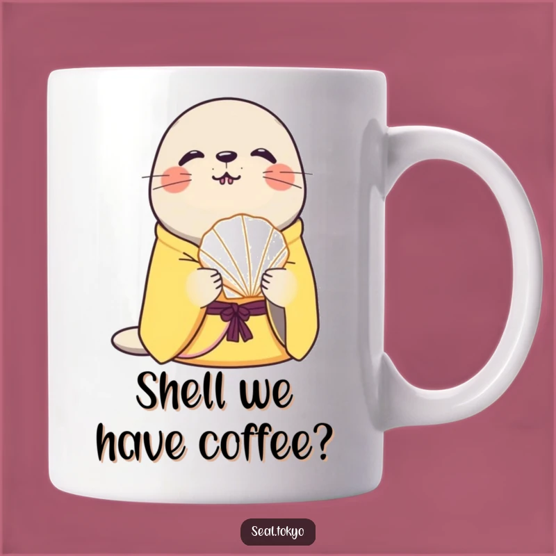 Funny Curious Seal Seashell Gift Mug: A Charming Present for Collectors