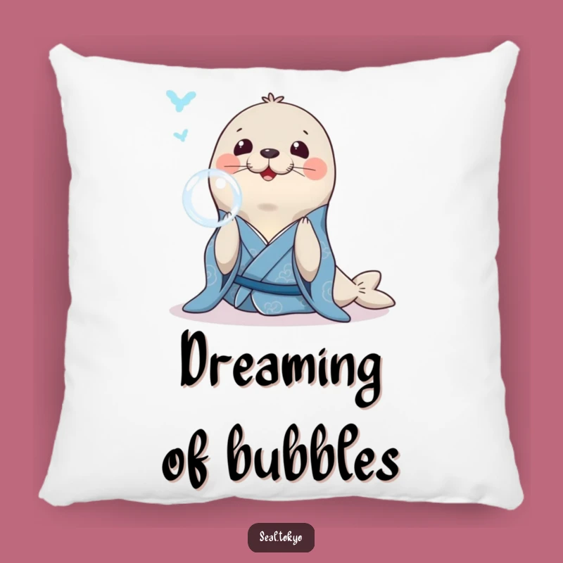Funny Seal Bubble Pillow: Soft Blue Kimono Seal, Adorable Funny Gift for Comfort