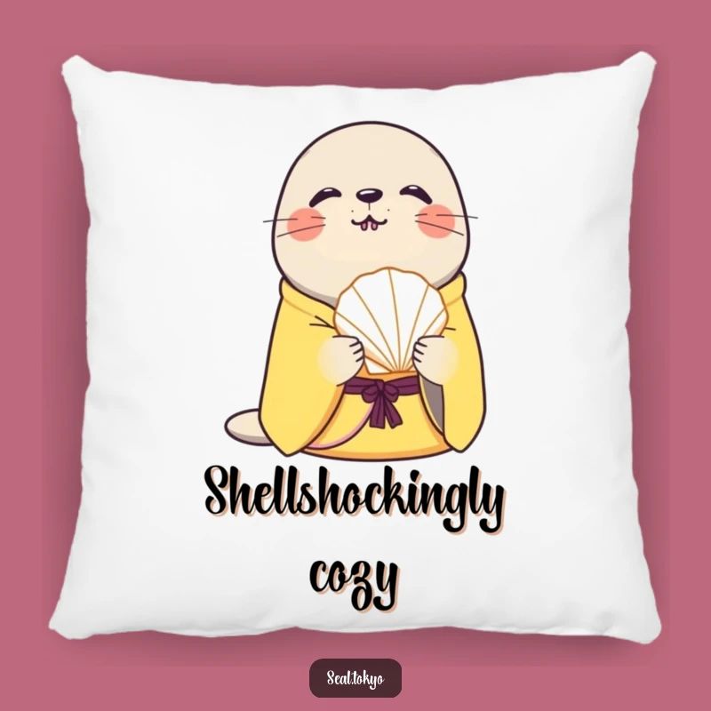 Funny Curious Seal Seashell Pillow: Cozy Comfort with a Coastal Vibe