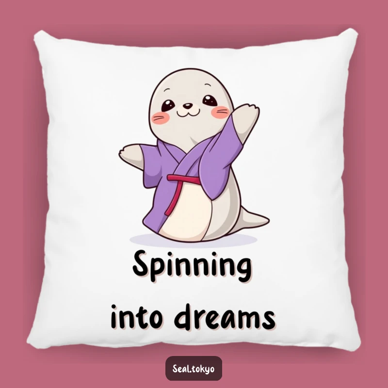 Funny Seal Spin Pillow: Soft Purple Kimono Seal, Adorable Funny Gift for Comfort