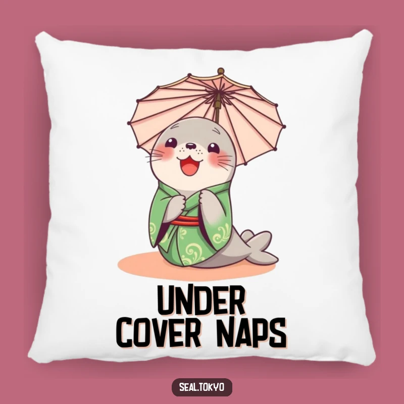 Funny Seal Peeking Pillow: Soft Green Kimono Seal, Adorable Funny Gift for Comfort