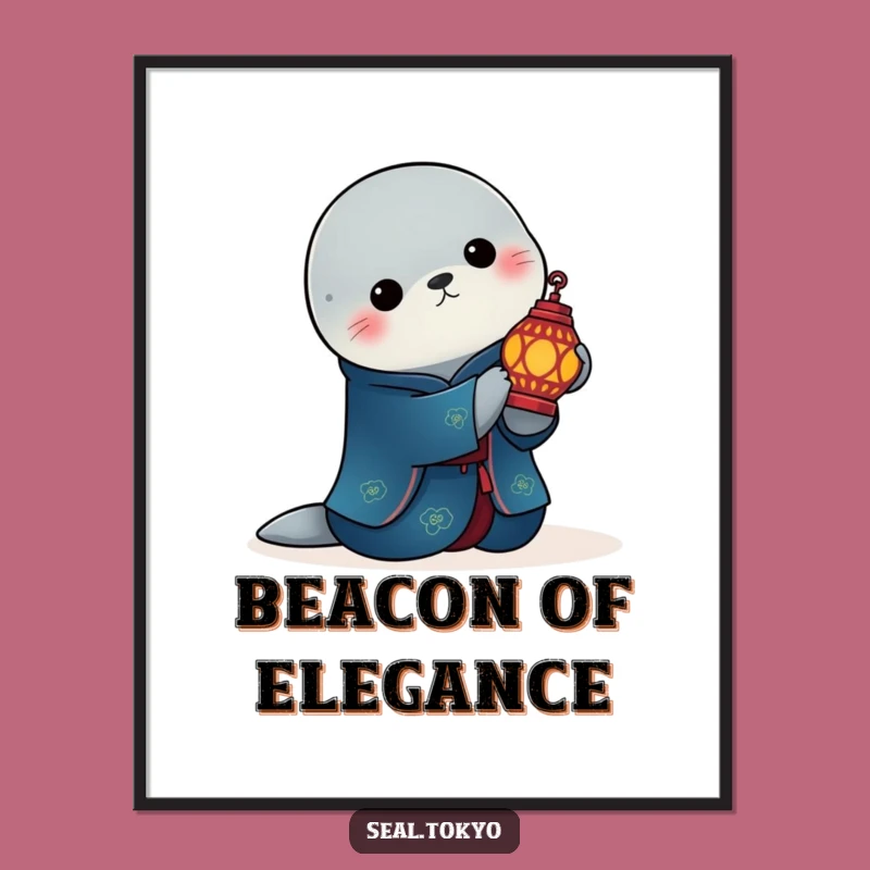 Funny Elegant Seal Lantern Digital Art: Instant Serene Decor