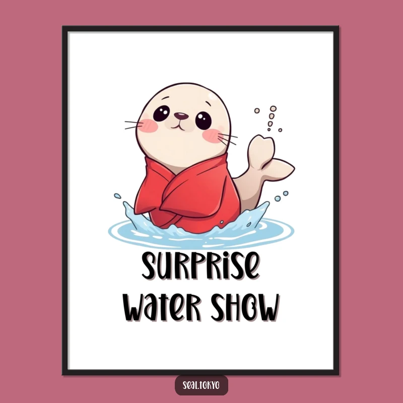 Funny Surprised Seal Splash Digital Art: Instant Wall Art Fun