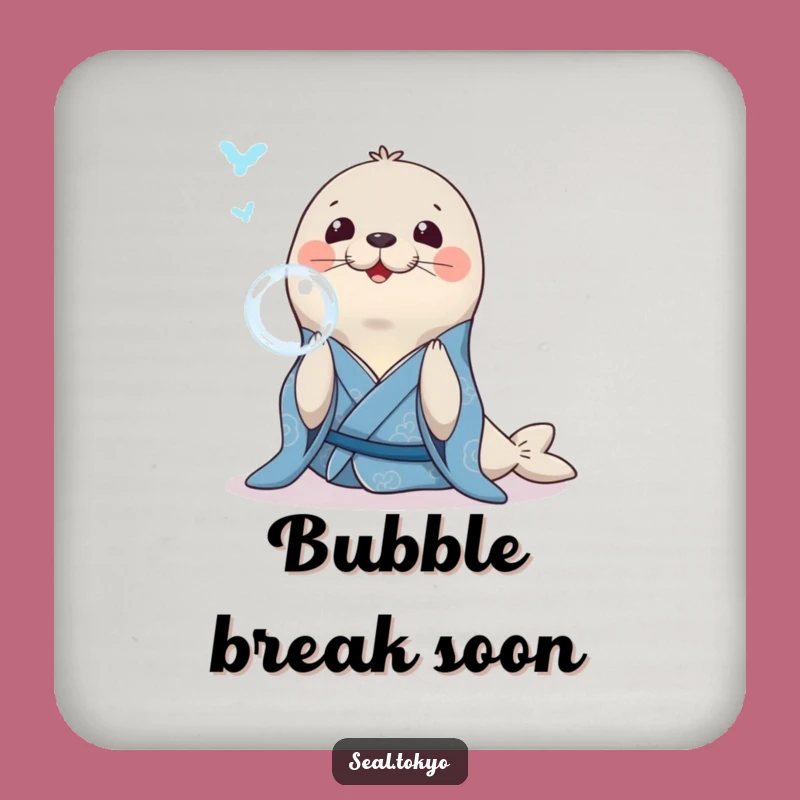Funny Seal Bubble Coaster: Protect Surfaces with Blue Kimono Seal Funny Gift