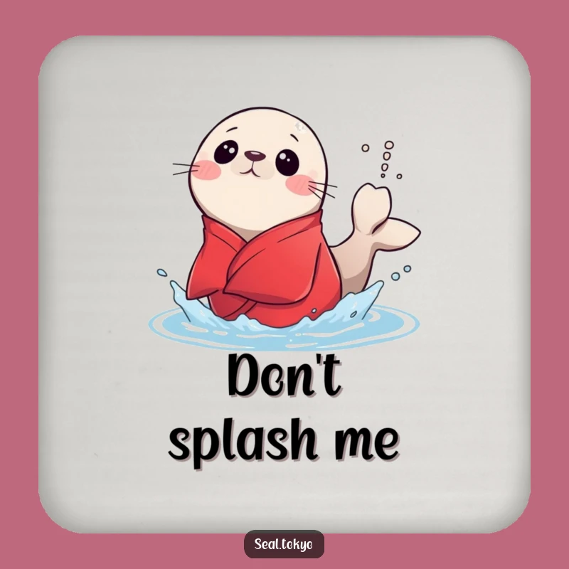 Funny Surprised Seal Splash Coaster: Protect Tables with Playful Humor