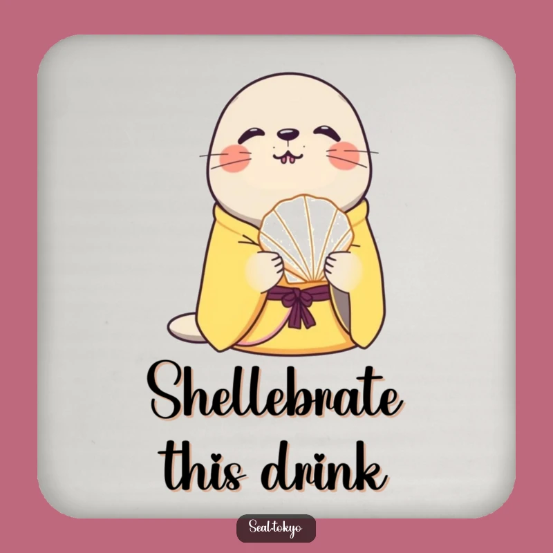 Funny Curious Seal Seashell Coaster: Add Coastal Whimsy to Your Home