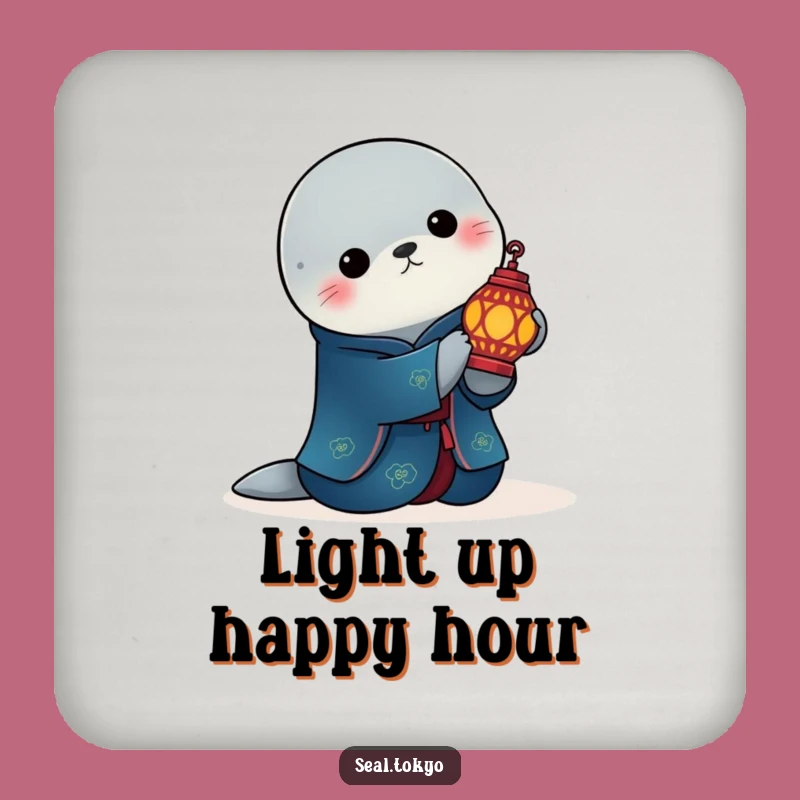 Funny Elegant Seal Lantern Coaster: Add Serene Charm to Your Table