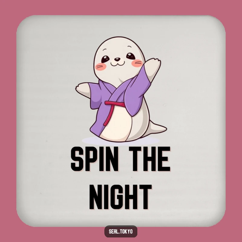 Funny Seal Spin Coaster: Protect Surfaces with Purple Kimono Seal Funny Gift