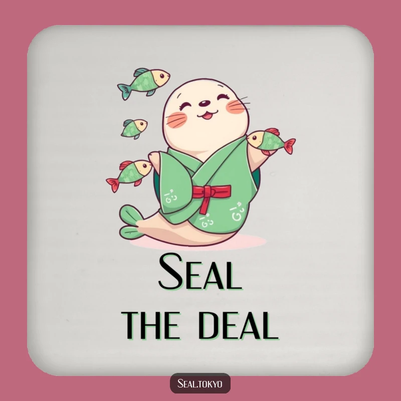 Funny Seal Juggling Fish Coaster: Protect Surfaces with Playful Humor