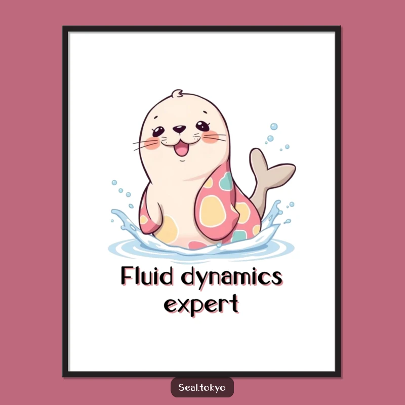 Funny Seal Splash Poster: Cute Kimono Seal, Delightful Funny Gift for Wall Art