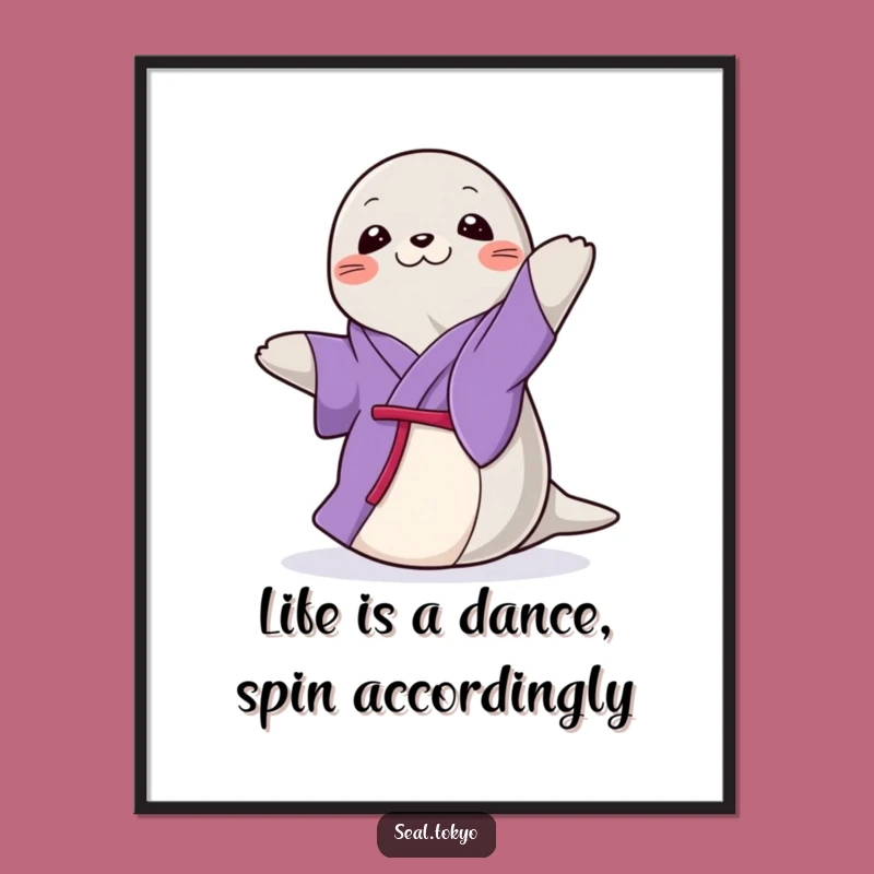 Free Printable Seal Art: Funny Purple Kimono Spin, Cute DIY Wall Decor