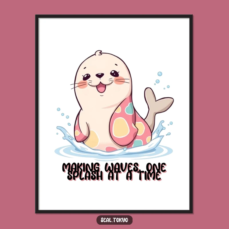 Free Printable Seal Art: Funny Splashy Kimono, Cute DIY Wall Decor