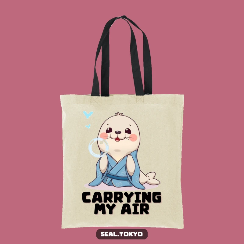 Funny Seal Bubble Tote Bag: Blue Kimono Seal, Charming Funny Gift for Daily Use