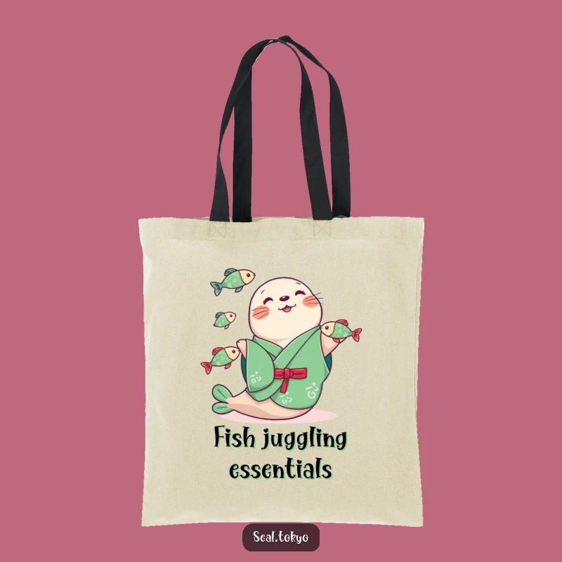 Funny Seal Juggling Fish Tote Bag: Carry Your Laughs in Style