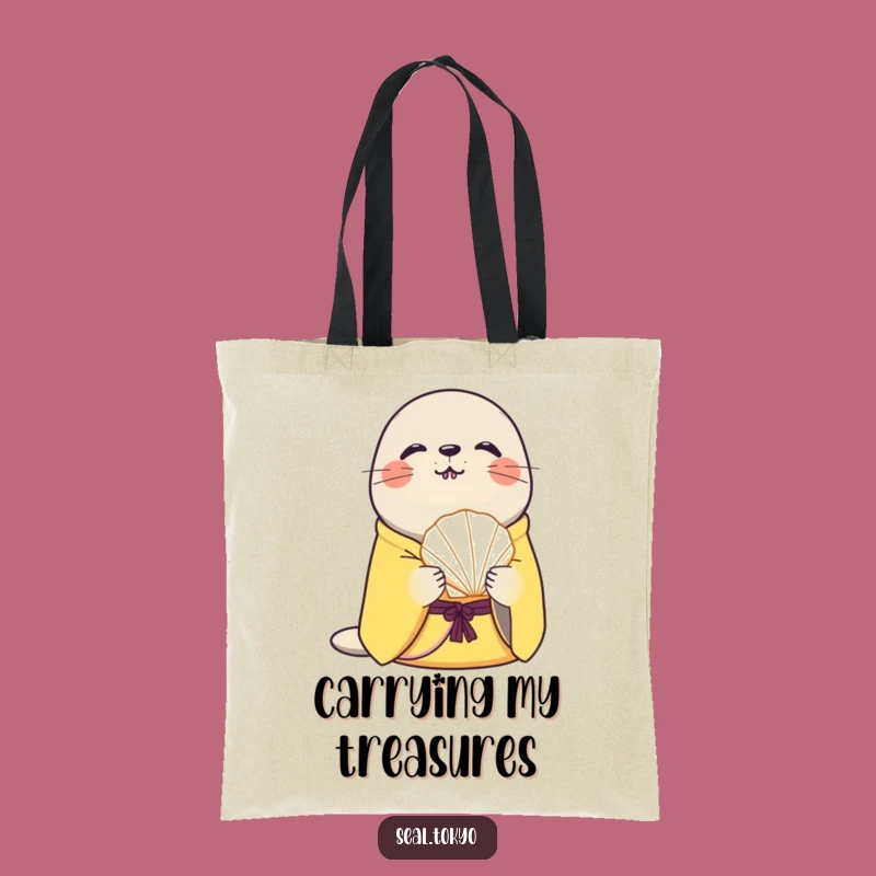 Funny Curious Seal Seashell Tote Bag: Carry Your Treasures with Style