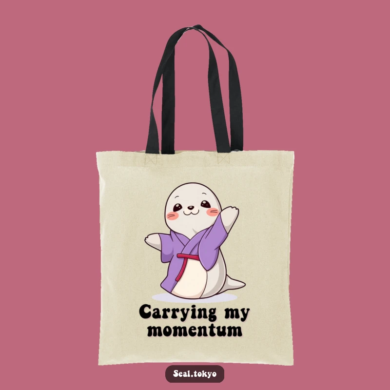 Funny Seal Spin Tote Bag: Purple Kimono Seal, Charming Funny Gift for Everyday