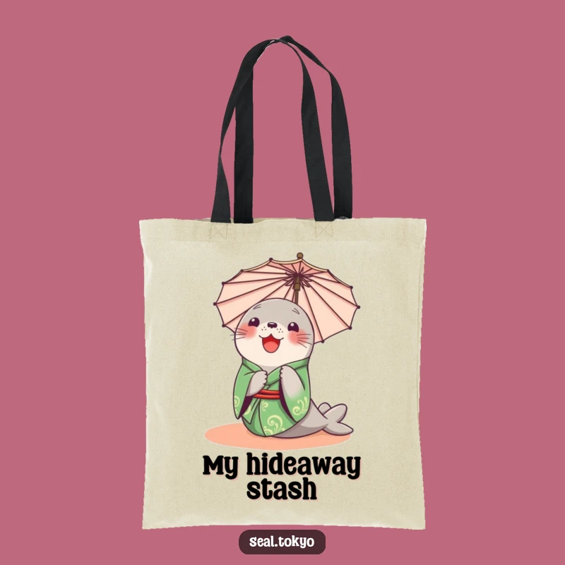 Funny Seal Peeking Tote Bag: Green Kimono Seal, Charming Funny Gift for Everyday